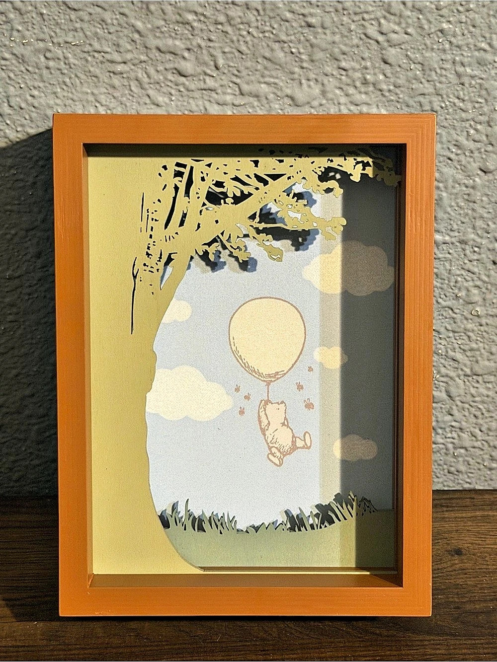Demdaco Winnie-the-Pooh Balloon Shadow Box Frame, Orange & Blue